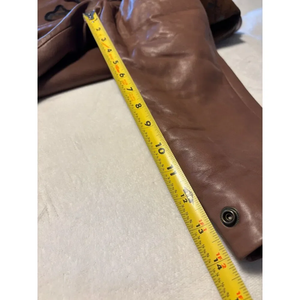 Vintage Western Faux Leather Coat Brown Yoke Blazer 80s Oversized Large Cowgirl - Picture 7 of 10